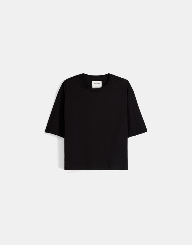Bershka - Boxy Fit Cropped Short Sleeve T-shirt