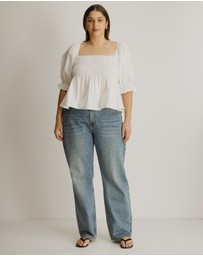 Atmos&Here Curvy - Elara Square Neck Peplum Blouse