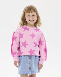 Rock Your Kid - Pink Star Funky Fringe Sweatshirt