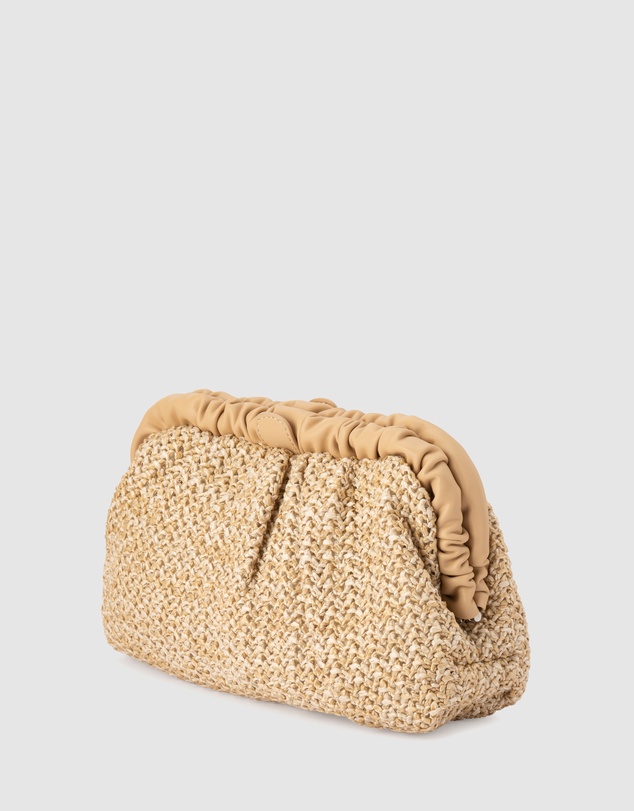 Olga Berg - AMALIA Pleated Woven Clutch