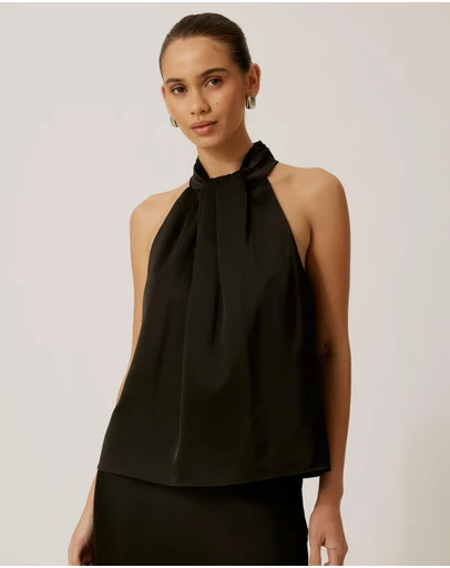 Tussah - Ruby Satin Halter Top