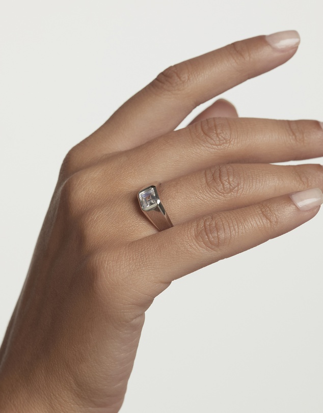 PDPAOLA - Square Shimmer Stamp Silver Ring