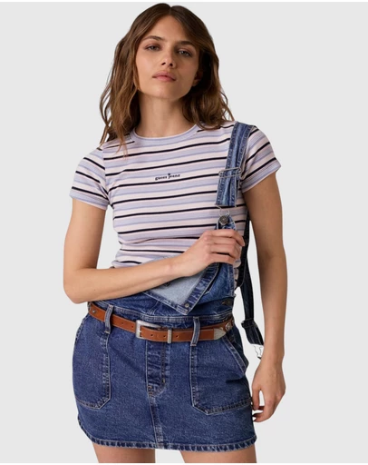 GUESS Jeans - GUESS JEANS Star Embroidered Stripe Slim Top