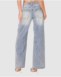 EDIKTED - Oaklynn Stitch Detail Low Rise Jeans