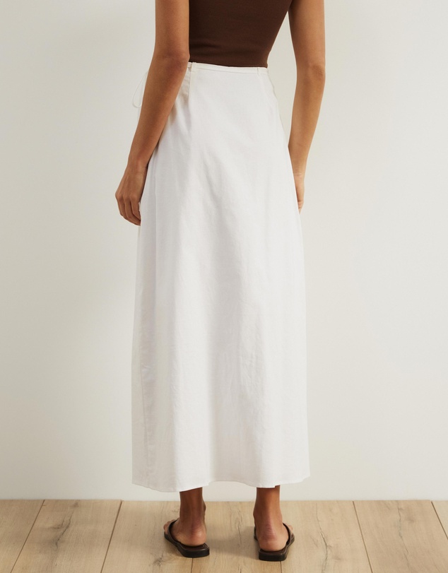 Atmos&Here - Hero Linen Blend Wrap Midi Skirt