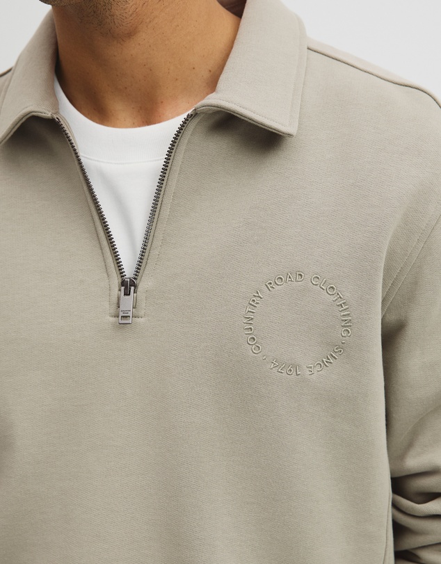 Country Road - Australian Cotton Long Sleeve Folded Collar Sweat