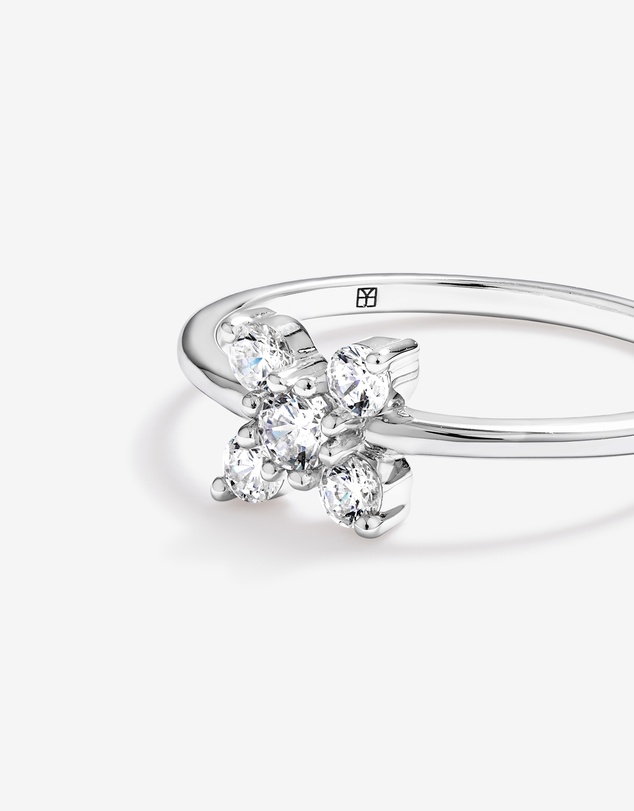 Michael Hill - Cubic Zirconia Floral Ring in Sterling Silver
