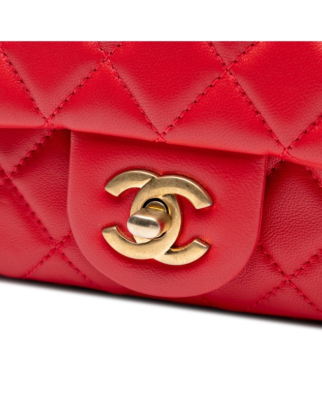 Pre-Loved by Azura Reborn - Pre-Loved Mini Square Classic Lambskin Pearl Crush Single Flap