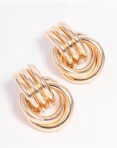 Lovisa - Gold Triple Row Wrapped Knotted Drop Earrings