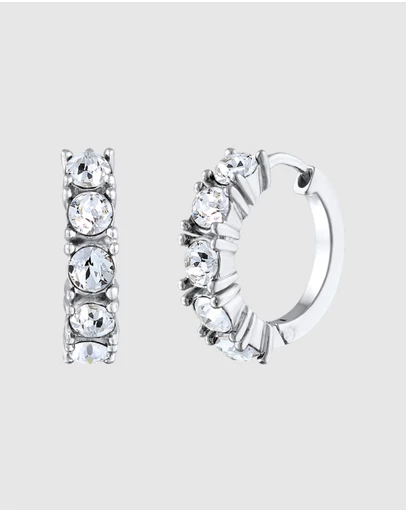 Elli Jewelry - Earrings Hoops Crystal 925 Sterling Silver