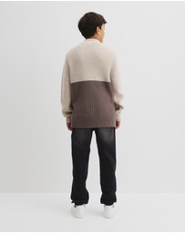 Country Road - Teen Australian Cotton Spliced Half Zip Knit
