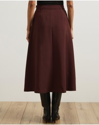 Atmos&Here - Rae Belted Flare Midi Skirt
