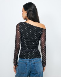 AERE - Chloe Off Shoulder Mesh Top
