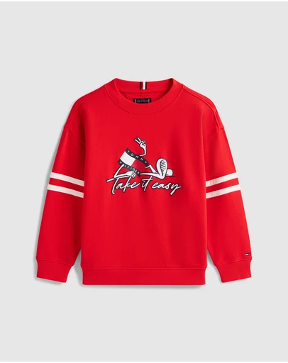 Tommy Hilfiger - Boys Wavy Flag Graphic Terry Sweatshirt - Kids