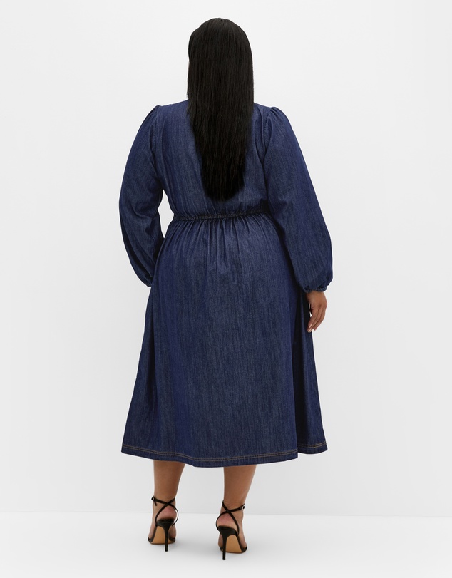 City Chic - Plus size Emelia Denim Midi Dress - dark wash