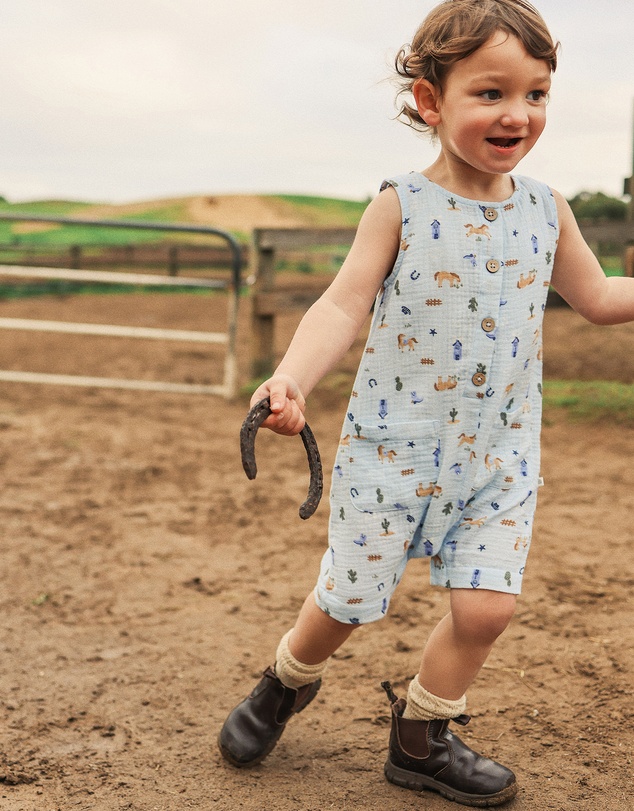 Kynd Baby - Woven Shortall in Country Blue