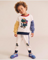 Huxbaby - Camping Dino Colour Block Trackpants - Babies