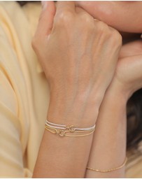 Elli Jewelry - Bracelet Set Women Circle Infinity Khaki and White 925 Sterling Silver Gold Plated
