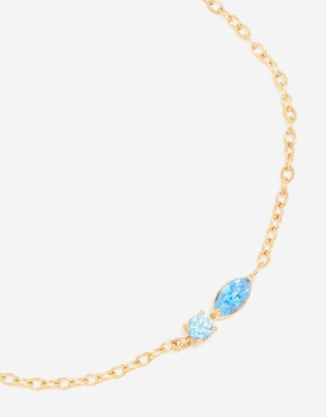 Lovisa - Waterproof Gold Plated Stainless Steel December Blue Cubic Zirconia Birthstone Bracelet