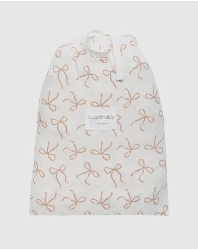 Kynd Baby - Fitted Cot Sheet in Ivory Bow