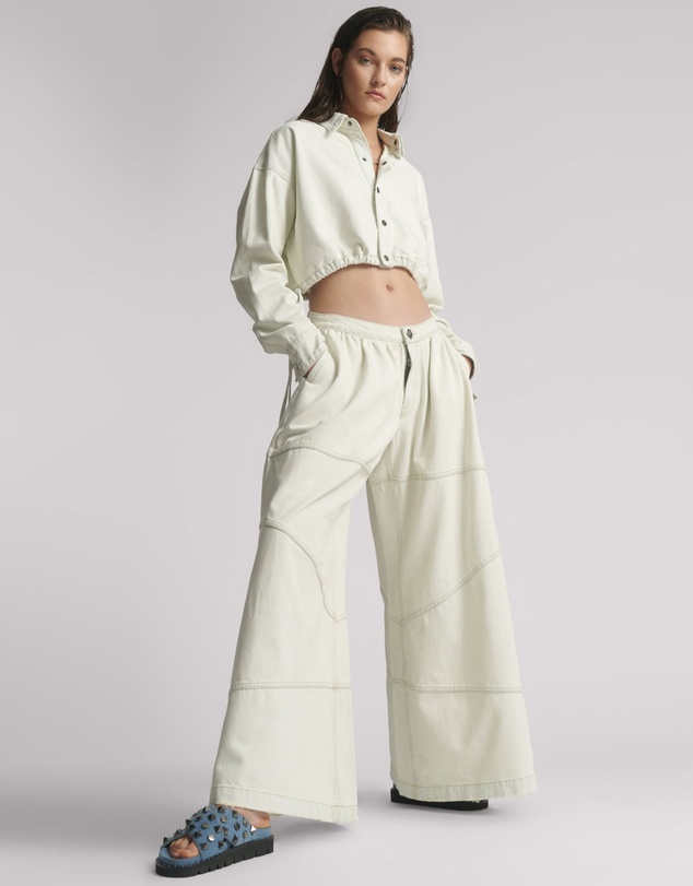 ONE TEASPOON - Daddios Low Waist Super Wide Leg Denim Jeans - Blue Cream