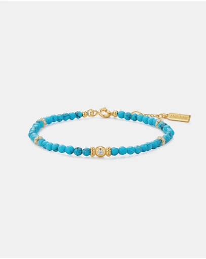 Ania Haie - Gold Lab-Created Turquoise Beaded Bracelet