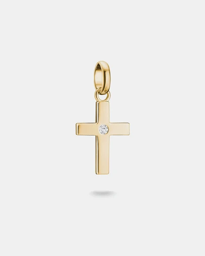 THOMAS SABO - Gold-Plated Cross Charm with Zirconia Centre Stone