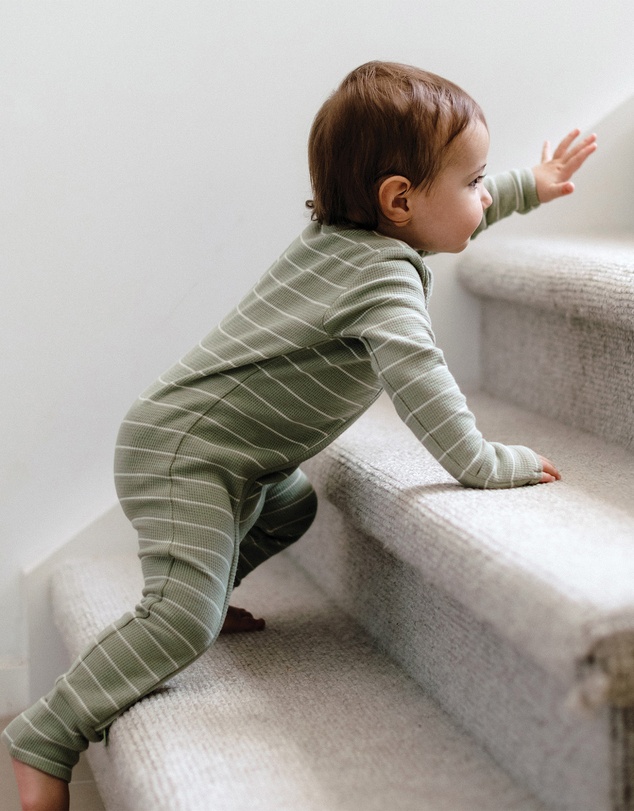 Kynd Baby - Organic Cotton Waffle in Sage Stripe