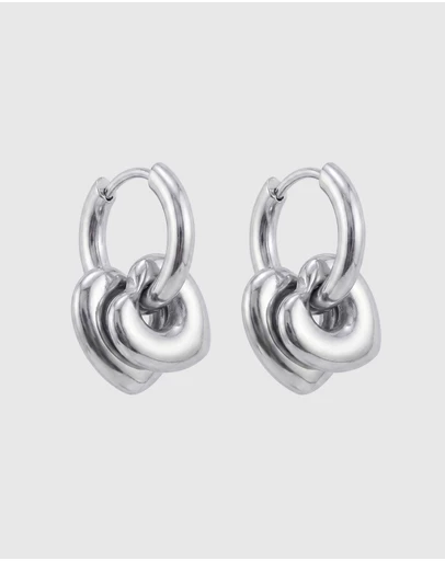 Miz Casa and Co - Double Heart Huggie Earrings