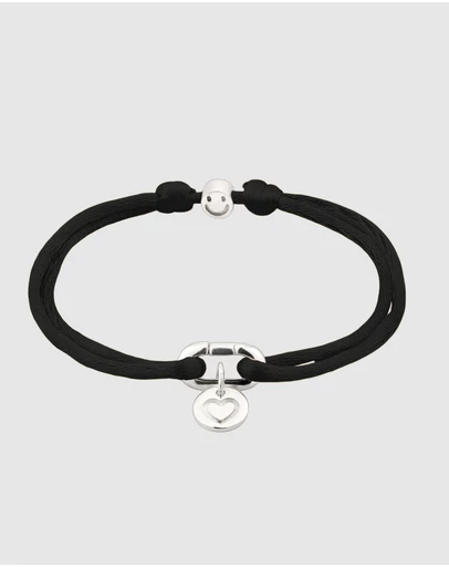 Elli Jewelry - Heart Charm Black Satin Bracelet