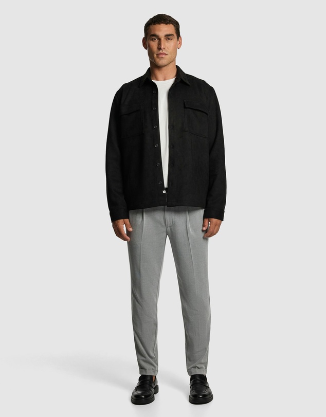 yd. - Slate Mock Suede Overshirt