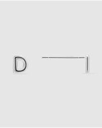 Wanderlust + Co - Alphabet Bubble Silver Stud Earrings - Letter D