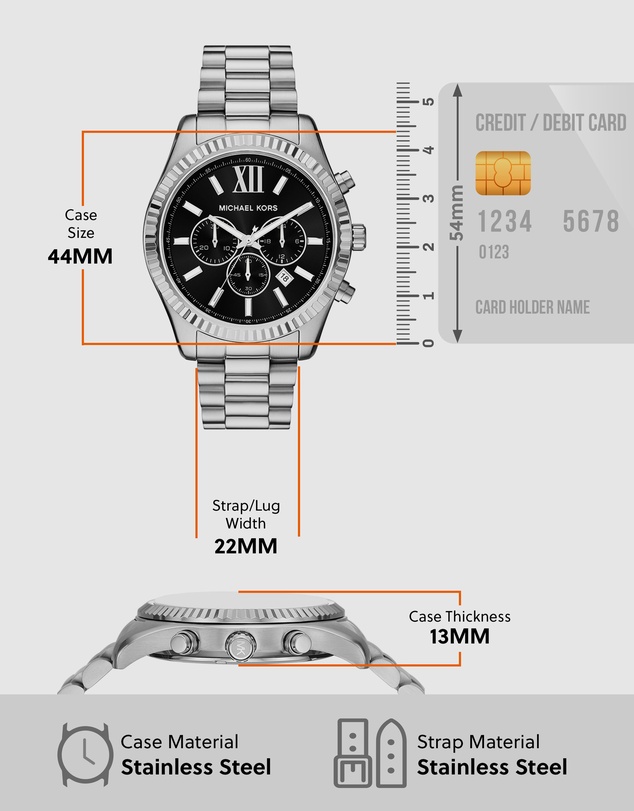 Michael Kors - Lexington Silver Tone Chronograph Watch