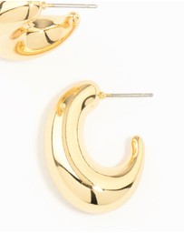 Lovisa - Gold Plated Brass Elongated Chunky Hoop Earrings