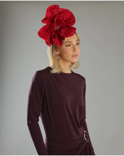 Morgan & Taylor - Cindy Fascinator in Burgundy Red