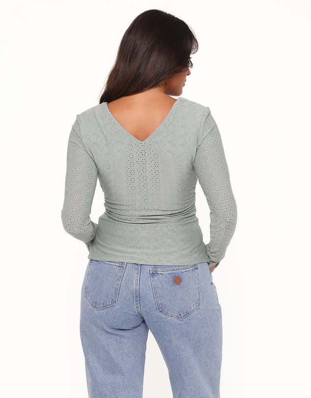 Petal & Pup - Brooklyn Eyelet Top - Dusty Sage