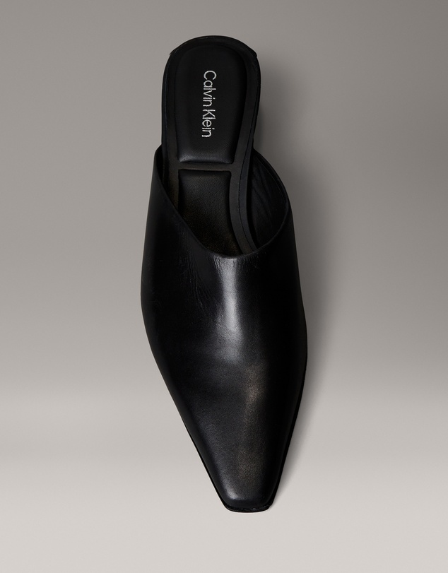 Calvin Klein - Leather Kitten Heel Mules