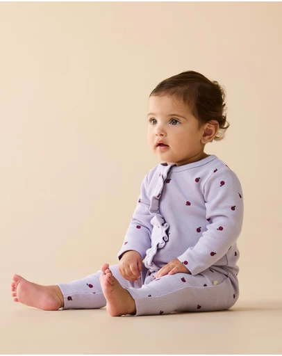 Wilson & Frenchy - Organic Waffle Ruffle Zipsuit - Babies