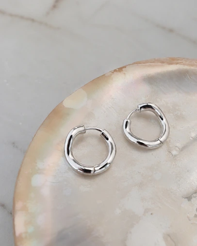 Luna Rae - Sterling Silver Waved Hoops - Medium