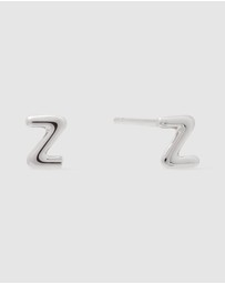 Wanderlust + Co - Alphabet Bubble Silver Stud Earrings - Letter Z