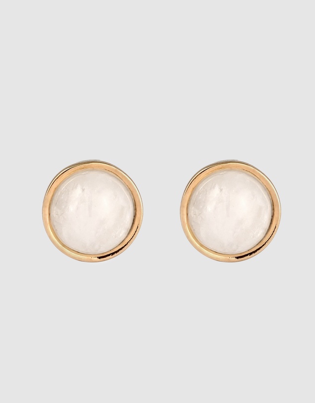 Elli Jewelry - Moonstone Circle Stud Earrings in Gold-Plated 925 Silver