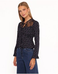 Petal & Pup - Caoimhe Lace Inset Top - Navy Tulip Floral