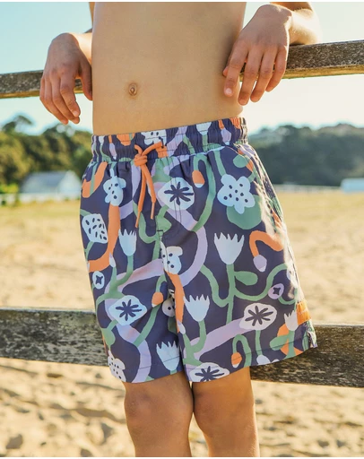 Skwosh - Nan's Backyard Boys Swim Shorts in Navy