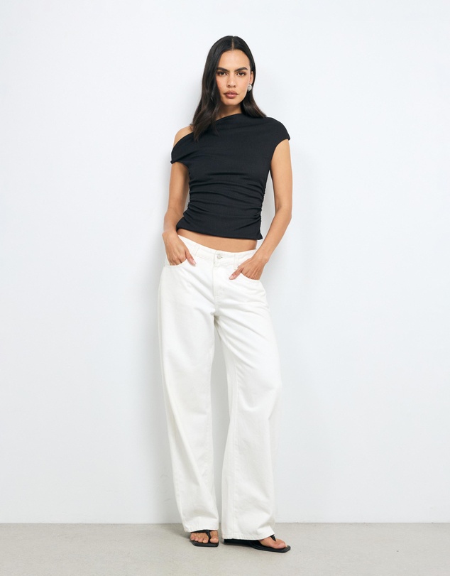 AERE - Textured Jersey Asymmetric Shoulder Top