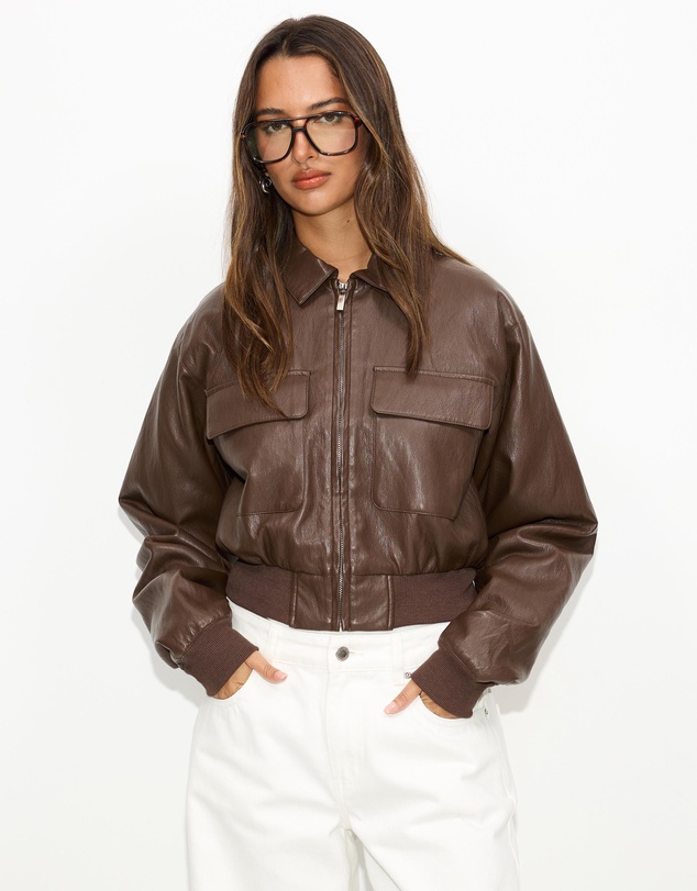 Dazie - Lustre Cropped Bomber Jacket