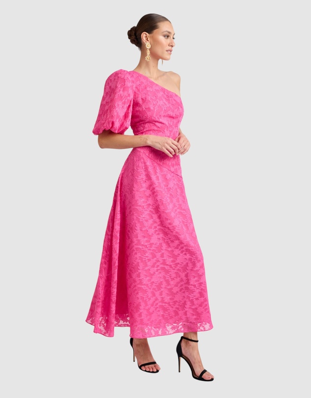 Honey and Beau - Stanley One Shoulder Puff Sleeve Dress