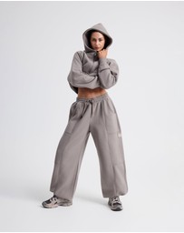 Upstate - Plush Cropped Half Zip Hoodie - Cinder