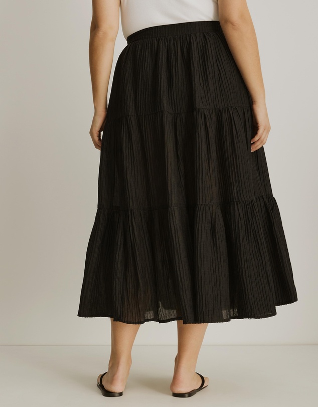 Atmos&Here Curvy - Clara Plisse Tiered Maxi Skirt