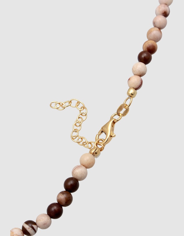 Elli Jewelry - Necklace Pearl Platelet Boho with Jasper Gemstones in 925 Sterling Silver Gold Plated