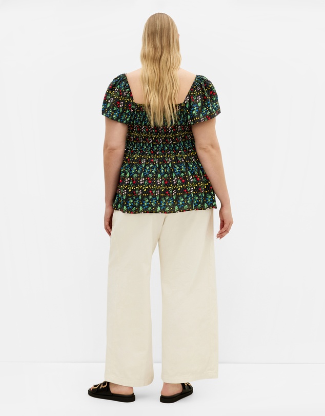 City Chic - Azure Shirred Print Top